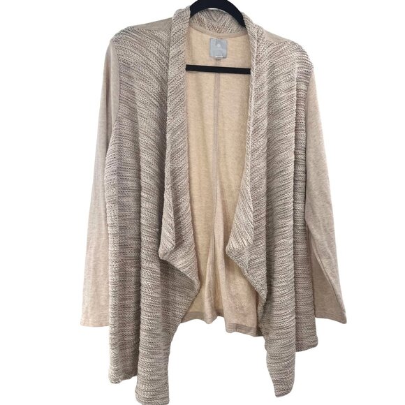 Sunday for Anthropologie Open Front Cardigan BGE SLVR Thread Blend Shimmer W 2X - Picture 1 of 10